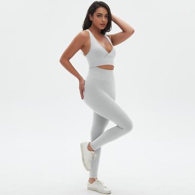 Auroth Seamless Knit Yoga Set Solid Color Beauty Back Gym Bra Push Up Sports Leggings Fitness Running Suit
