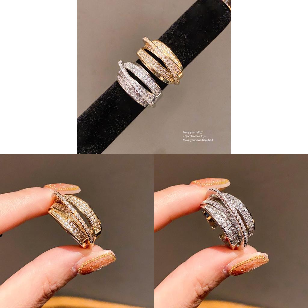 Trendy Zircon Open Ring For Women With Geometric Shape And Copper Construction For Daily Fashion