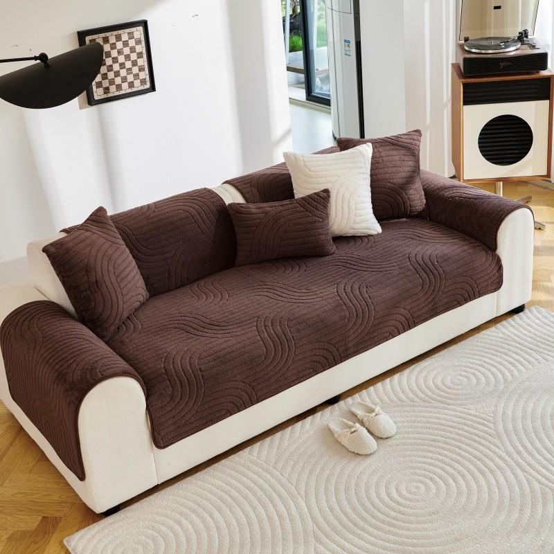 1pcs Solid Color Sofa Cover Anti Slip Scratch Resistant Couch Cushion Living Room Dust-proof Wear Resistant Furniture Protector