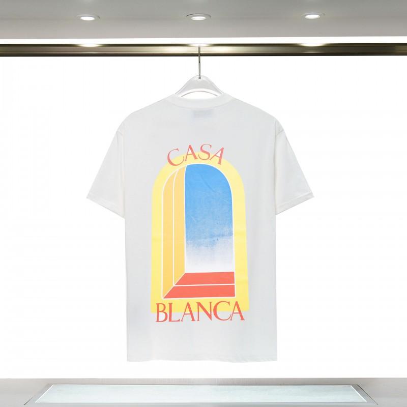 280g Double Yarn Cotton T-Shirt Couples Casablanca Castle Print Short Sleeve Round Neck Loose Fit