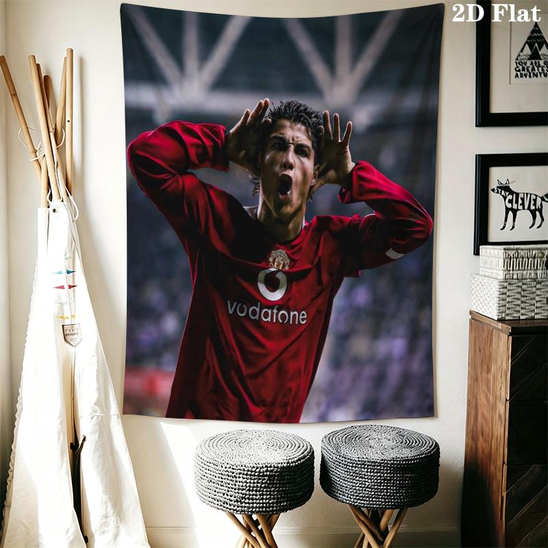 C Ronaldo Wall Tapestry Aesthetic Wall Hanging Printed Fabric Blanket Decorative Tapestries for Bedroom Living Room Home Decor
