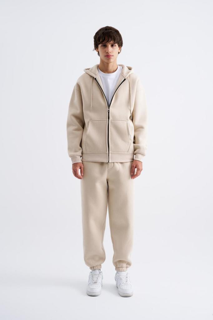 Męska Bluza Oversize Basic Rozpinana z Kapturem i Kieszeniami - Nowy Niebieski Dym
