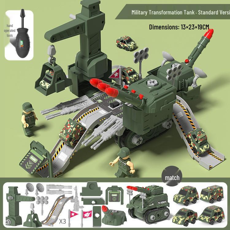 4-in-1 Deformable Engineering Vehicle Set with Small Cars, Crane, Excavator, and Pull-back Toy for Boys
