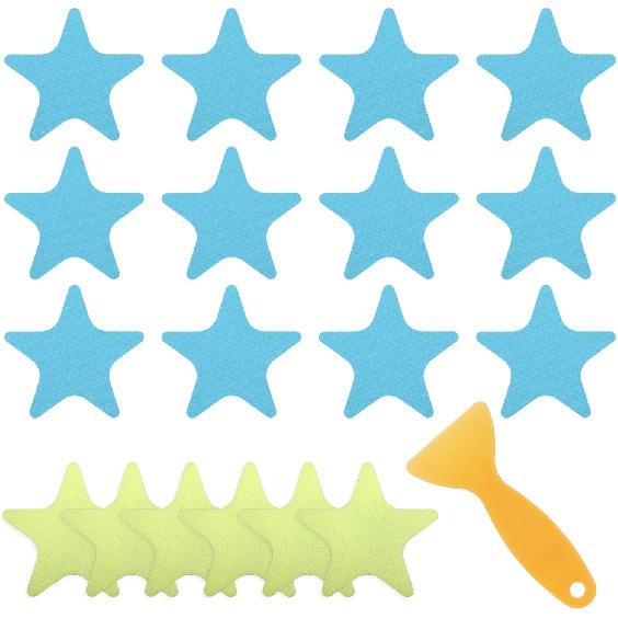 18PCS Anti Slip Shower Stickers, Bathtub Shower Floor Non Slip Stickers with Scraper, Star Glow In The Dark Stickers for Bath Tub Shower Stairs