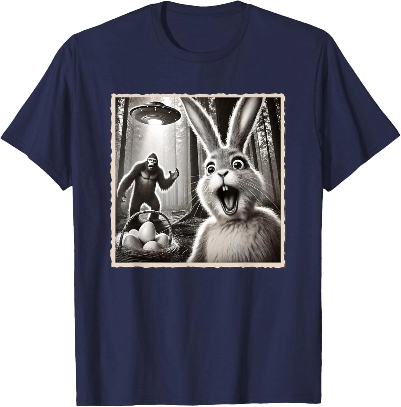 Funny Easter Bunny & Easter, Selfie Bigfoot & UFO, Easter T-Shirt 4XL