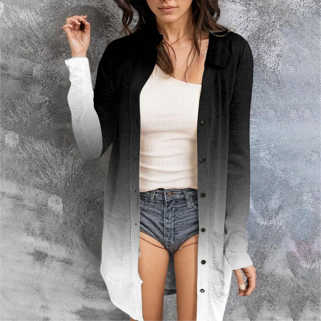 Women's Casual Fashion Floral Print Long Sleeve Mid-Length Cardigan Jacket