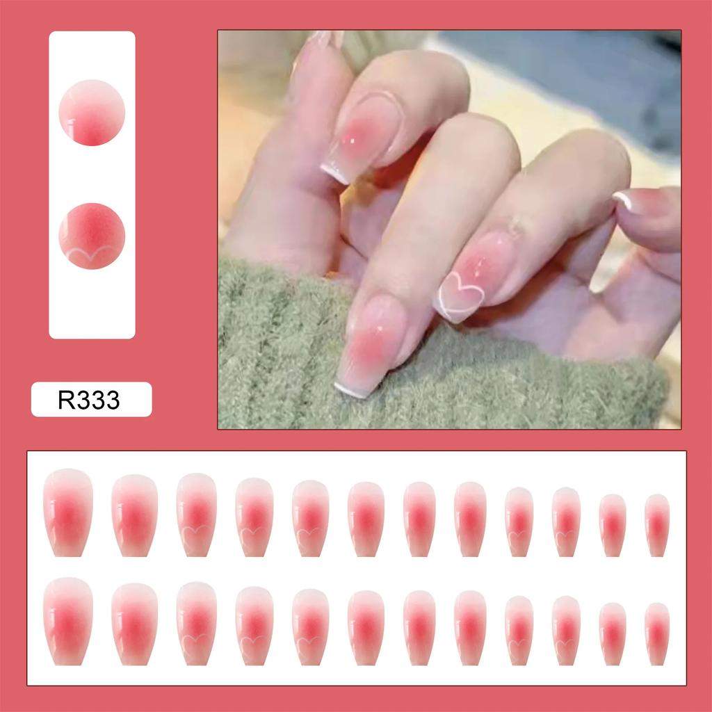 24Pcs French Tip Extra Long Ballerina Press On Nails Detachable Artificial Fake Nails Wearable Nail Art Tips