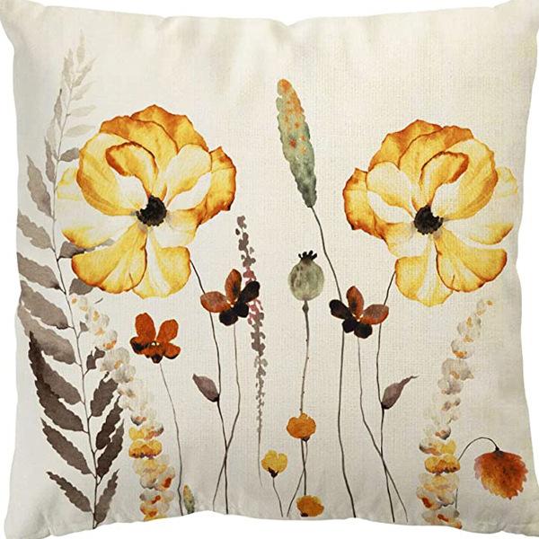 Small Daisy Flower Pillowcase New Striped Linen Home Fabric Sofa Pillowcase Light Luxury