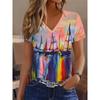 2025 New Summer Women's Black and White Plaid Print T-shirt V-neck Short Sleeve Casual Daily Basic Tops Women's Summer Pullover