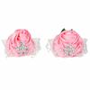2pcs Rose Red Wrist Corsage Diamond Rose Wedding Corsage Elegant Hand Flower  For Wedding