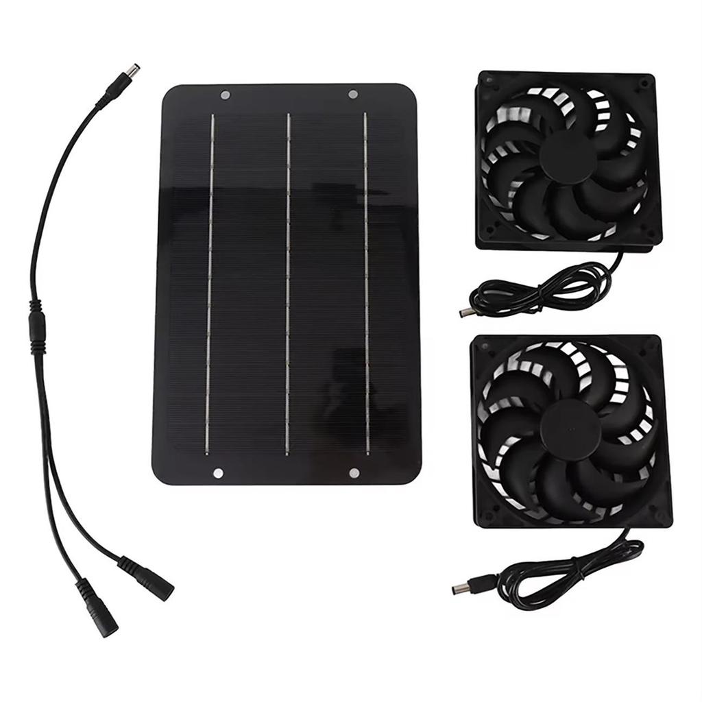 10W Solar Panel with Dual Fan Heatsink for Pet Room Cooling