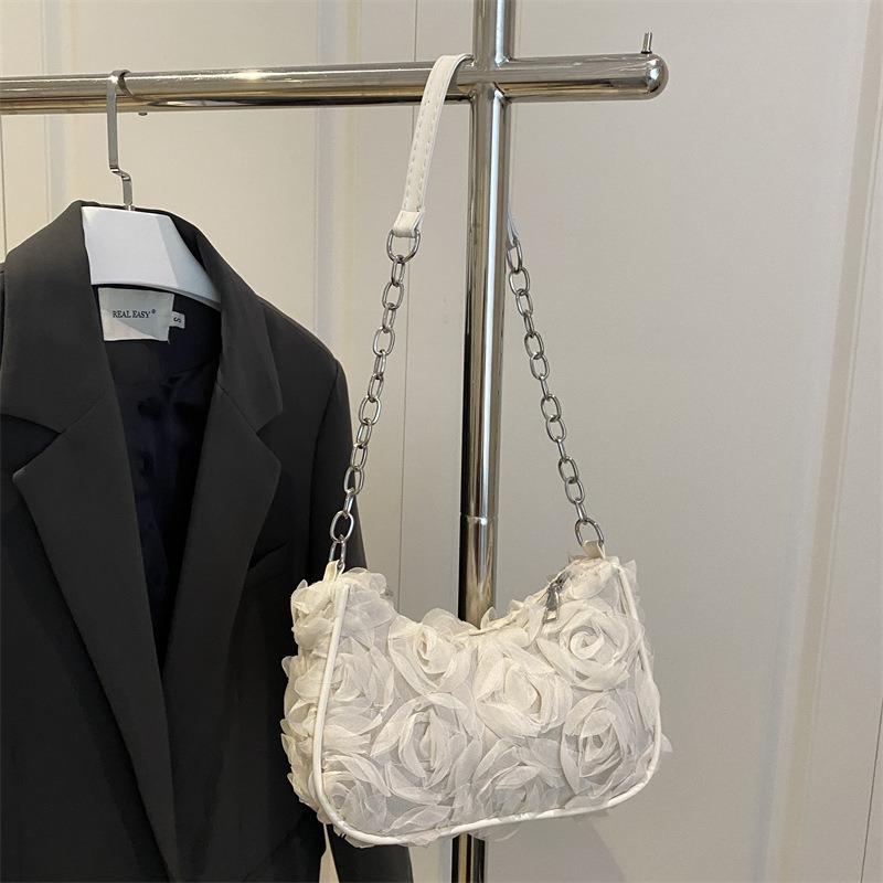 Bag Women's New Pearl Mesh Flower Handbag High-end Luxury Dress Dinner Bag Temperament Women's Bag