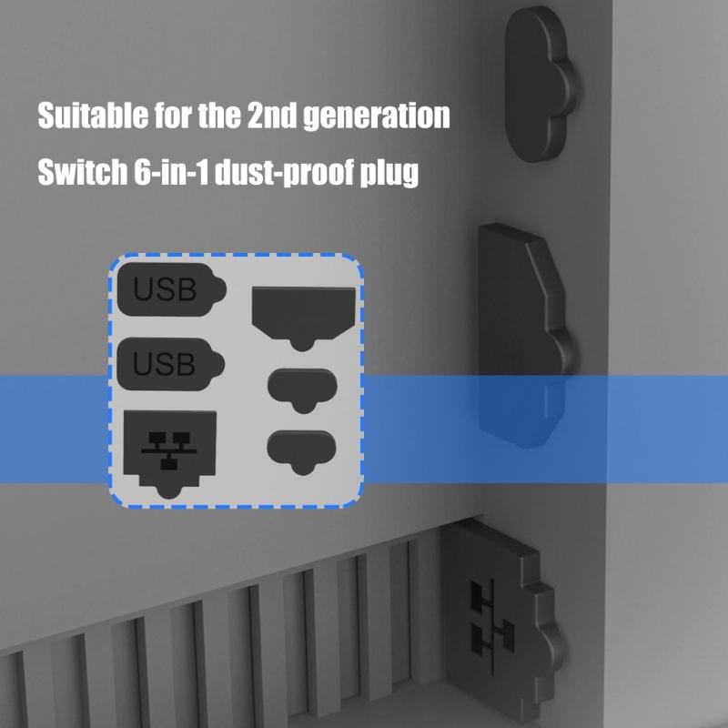 6 in 1 Silicone Dust Protector Cover Gaming Accessories LAN Type C USB Port Dust Plugs Game Console Dust Plug