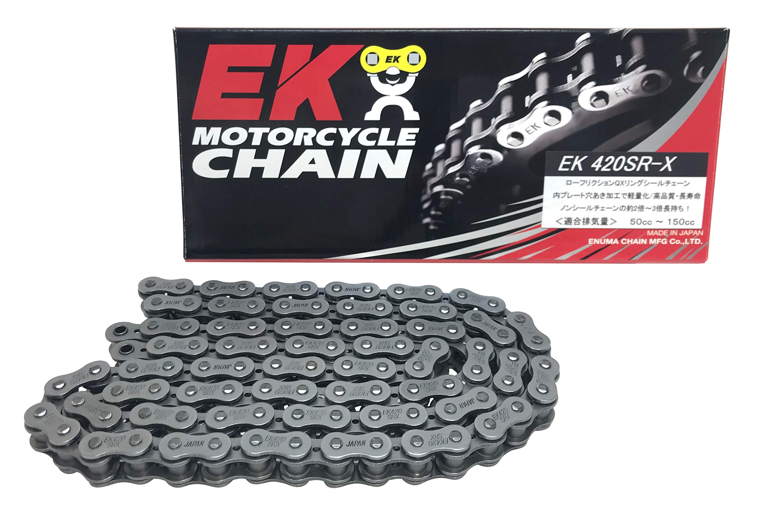

EK Motorcycle Chain Steel 64L SKJ Press Clip QX Ring Seal 420SR-X (Semi Joint)