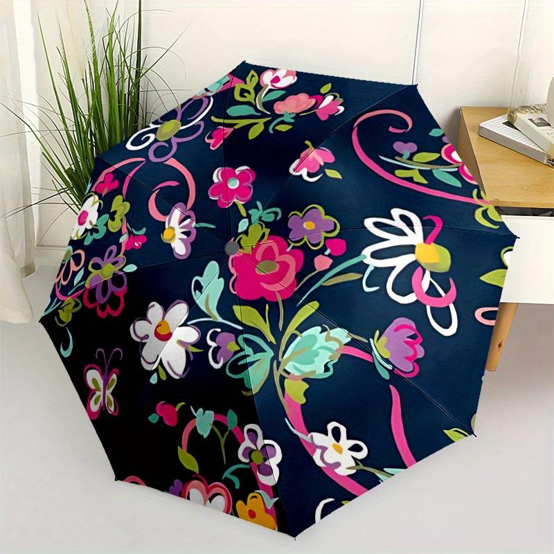 1pc Floral Pattern Automatic Open/close Umbrella, 8-Rib sturdy structure, Portable Travel Umbrella, Parties, Everyday Use, Outdoor Accessory