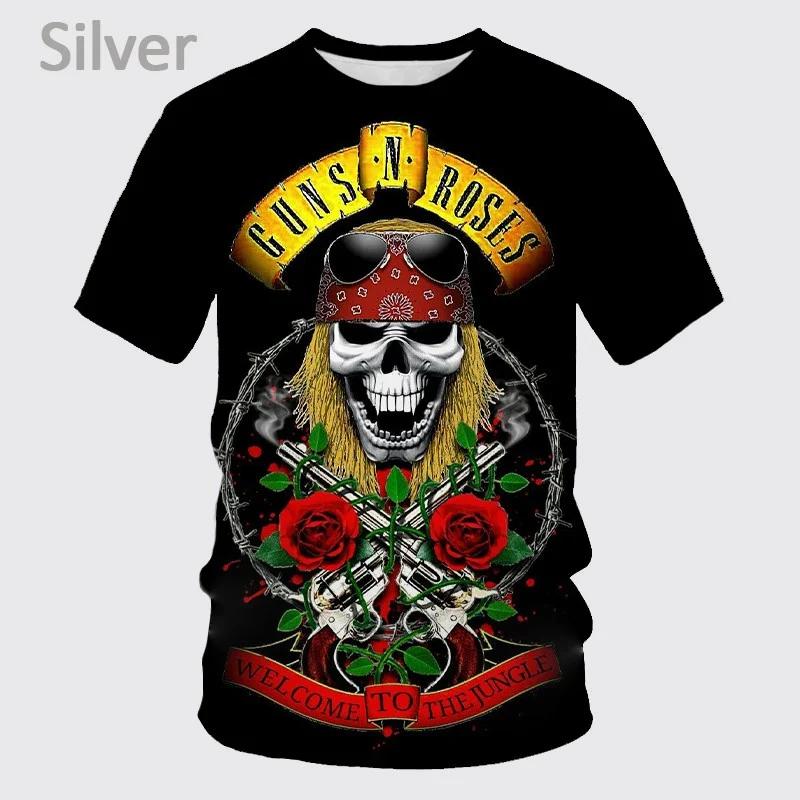 Summer   Guns N' Roses Rock Band 3d T-shirt Unisex's And WoUnisex's Hip-hop Casual Fashion T-shirt Harajuku Oversized Tops