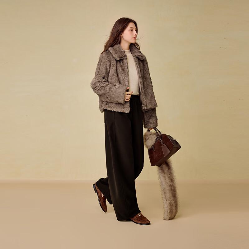 INMAN Faux Fox Fur Lapel Short Winter Coat