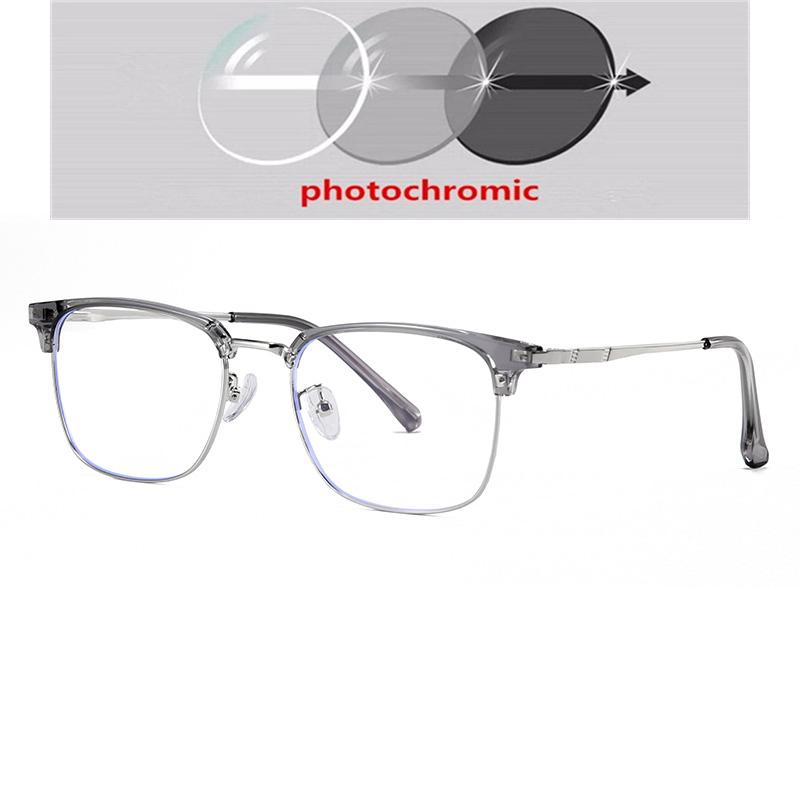 Prescription 0 -0.5 -0.75 To -6.0 Half Frame Square Nearsighted Glasses For Men Retro Anti Blue Rays Myopes Lunettes Male
