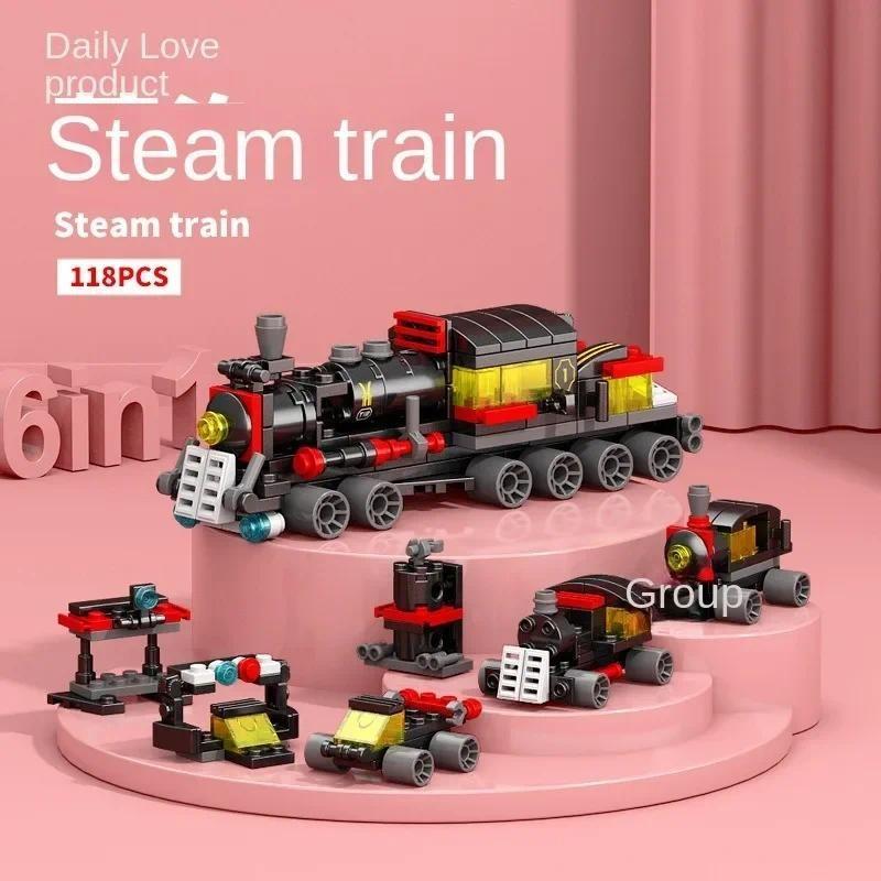 6 IN 1 City Engineering Car Police Truck Mech Dinosaur Building Blocks Tank Helicopter Bricks Fire Fighting Set Toys for Children