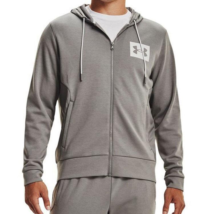 Under Armour Summit Series Logo Print Knit Training Hooded Jacket Men Jackets Charcoal-Grey 1366232-066