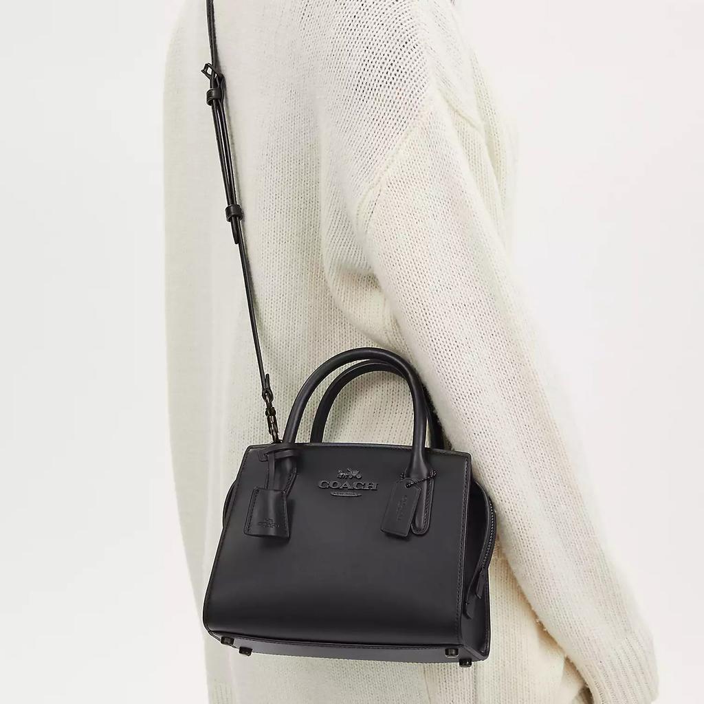 Coach Andrea Carryall 22 Fashion Embossed Logo Zipper Closure Leather Shoulder Crossbody Tote Bag Small Women Handbags Black CP081-JIBLK