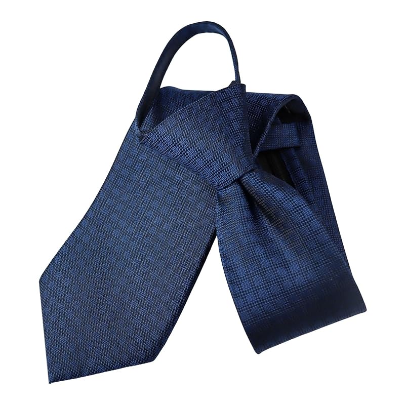 

[Michiko London] one touch tie brand KOSHINO present gift Fashionable silk zipper tie zip tie not tied Easy to install (MKZP-29-A navy)