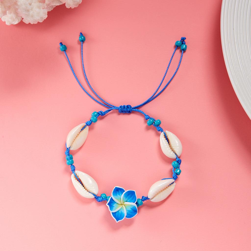 Summer Fashion Handmade Flower Bead Anklet With Adjustable Woven Design For Women
