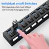 USB 2.0 Hub Multi USB Splitter Ports Hub Use Power Adapter 4/ 7 Port Multiple Expander Hub with Switch 30CM Cable For Home