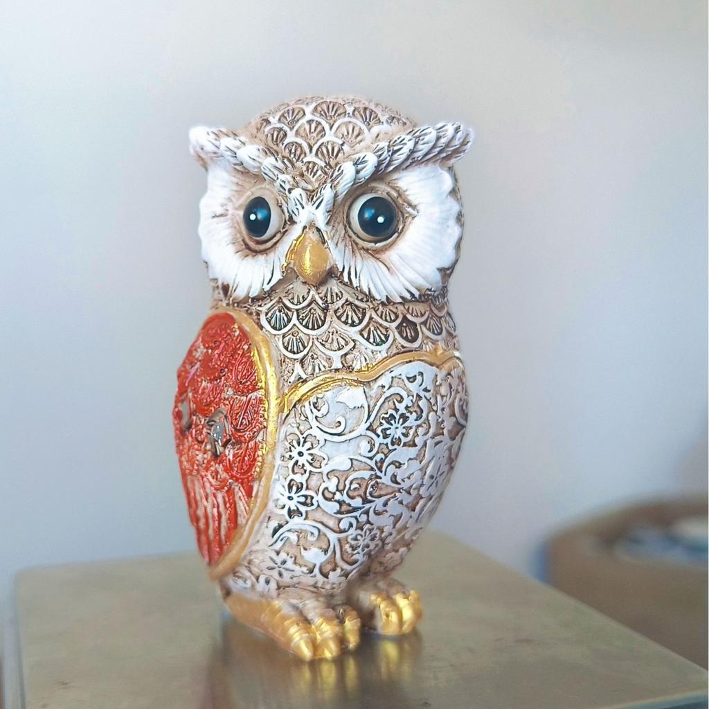 1/2PCS Owl Statue Resin Owl Ornaments Animal Sculpture Resin Bird Statue Holiday Desktop Ornaments for Living Room Home Office B