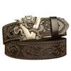 Domineering Tang grass pattern engraved men's automatic imitation copper buckle belt, personalized