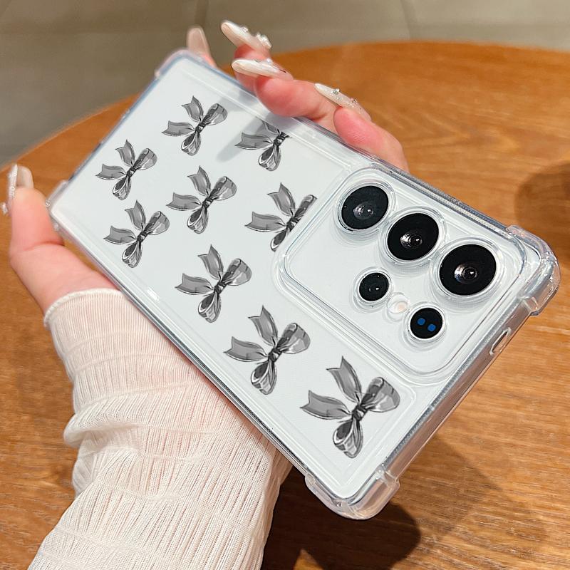 Für Samsung S25 Edge S24 FE S23 Ultra A16 A56 A36 A15 A55 A35 Hülle Schleifenmuster Klar Stoßfest Weiches Silikon Schlanke Handyhülle