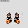 2D Flat 1Pair Halloween Wizard Robe Cat Earrings Fashion Jewelry Gift for Women Girls Female