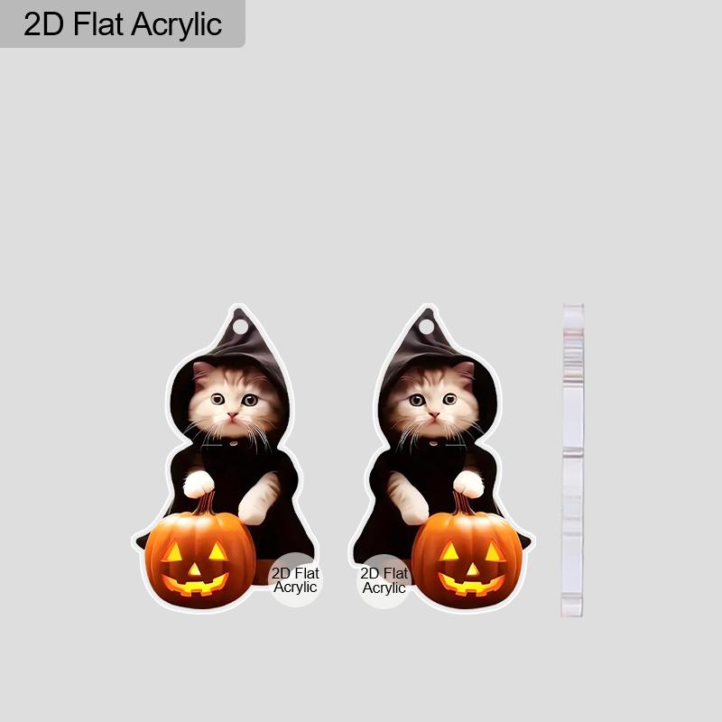 2D Flat 1Pair Halloween Wizard Robe Cat Earrings Fashion Jewelry Gift for Women Girls Female