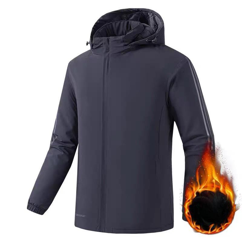 Men's Three-bar Velvet Cotton-padded Jacket Large Size Water-proof Warm Cotton-padded Jacket