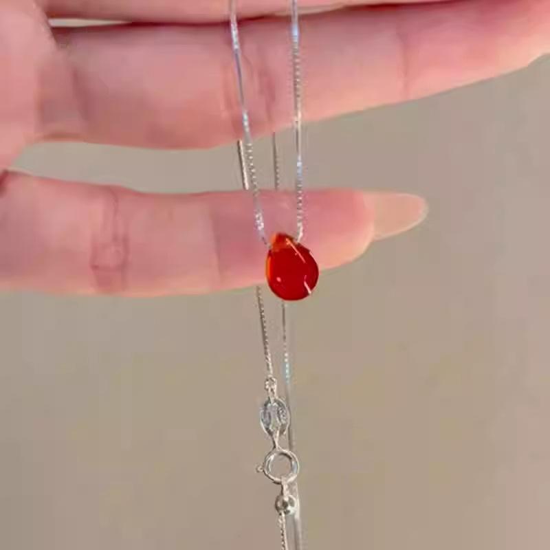 

Ожерелье с подвеской в виде капли из смолы, модное, для работы, простое, темпераментное, цепочка до ключицы, универсальное, нишевое, высококлассное ювелирное изделие