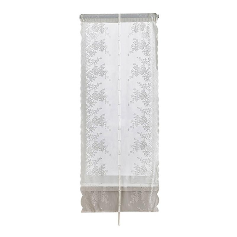 Flower Lace Sheer Window Curtain Elegant Light Filtering Privacy Pulling Design Drape with Rod Pocket For Home Decors