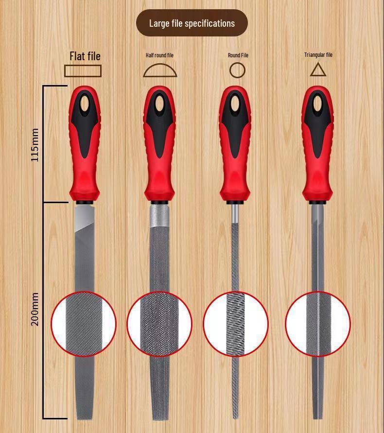 Steel File Set: Round, Half-Round, Flat, Triangular Metal Woodworking Grinding Tools