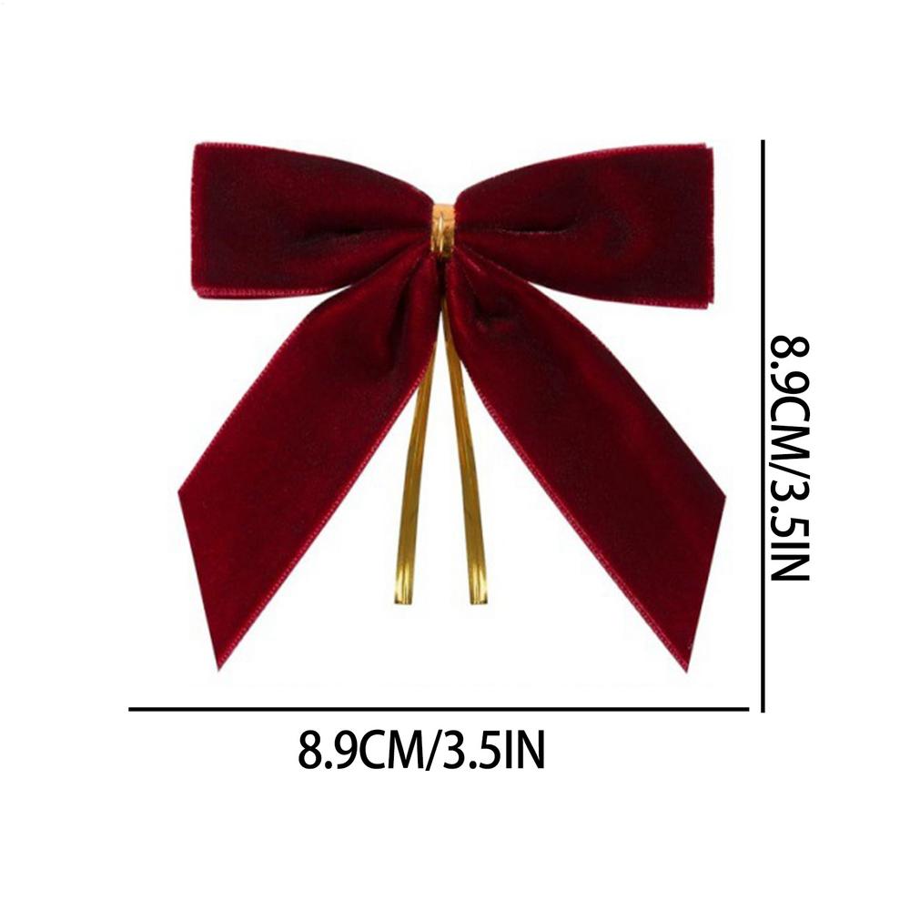 24PCS Christmas Velvet Bows for Crafts Xmas Twist Tie Bows Ribbon Bowknot Christmas DIY Craft Sewing Scrapbooking Gift Wrapping