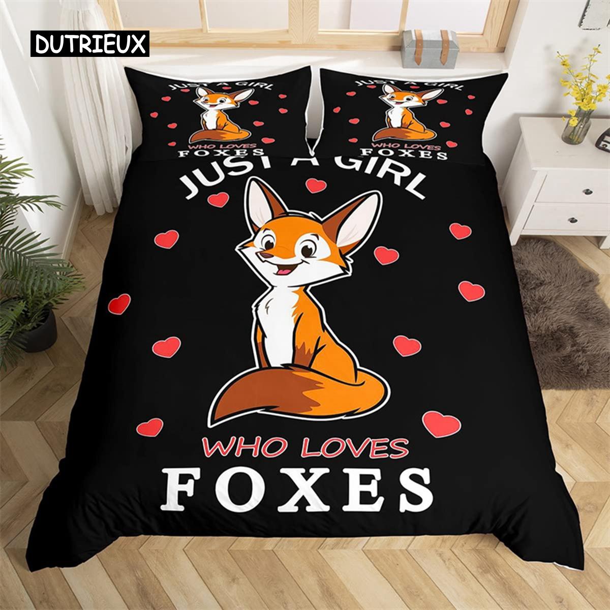 

Пододеяльник с рисунком лисы для девочек, кавайный чехол для одеяла с животными, микрофибра, лесные животные, комплект постельного белья Twin Queen для детей и взрослых EU single(135x200cm)