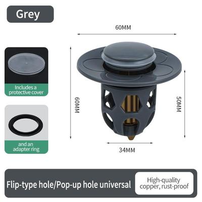 Nucleo rimbalzante pop-up universale con cattura capelli in acciaio inossidabile, filtro per lavandino del bagno, filtro di scarico per lavabo con tappo per vasca da bagno