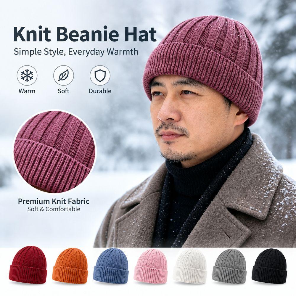 Thick Warm Fleece Lined Beanie Ear Protection Warm Skull Cap Fashion Winter Knit Hat Men Women