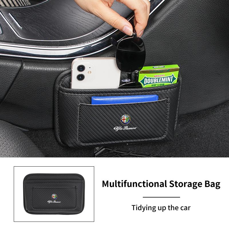 Car Pocket Sticky Storage Hanging Bag Self-Adhesive For Alfa Romeo Giulia Giulietta Stelvio 156 159 147 Mito Tonale Brera Disco zj5