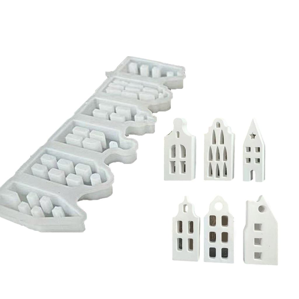 Desk Ornament Mould Flexible Silicone Mold for Miniature House Shaped Decoration Gypsum Molds Jewelry Making Supplies