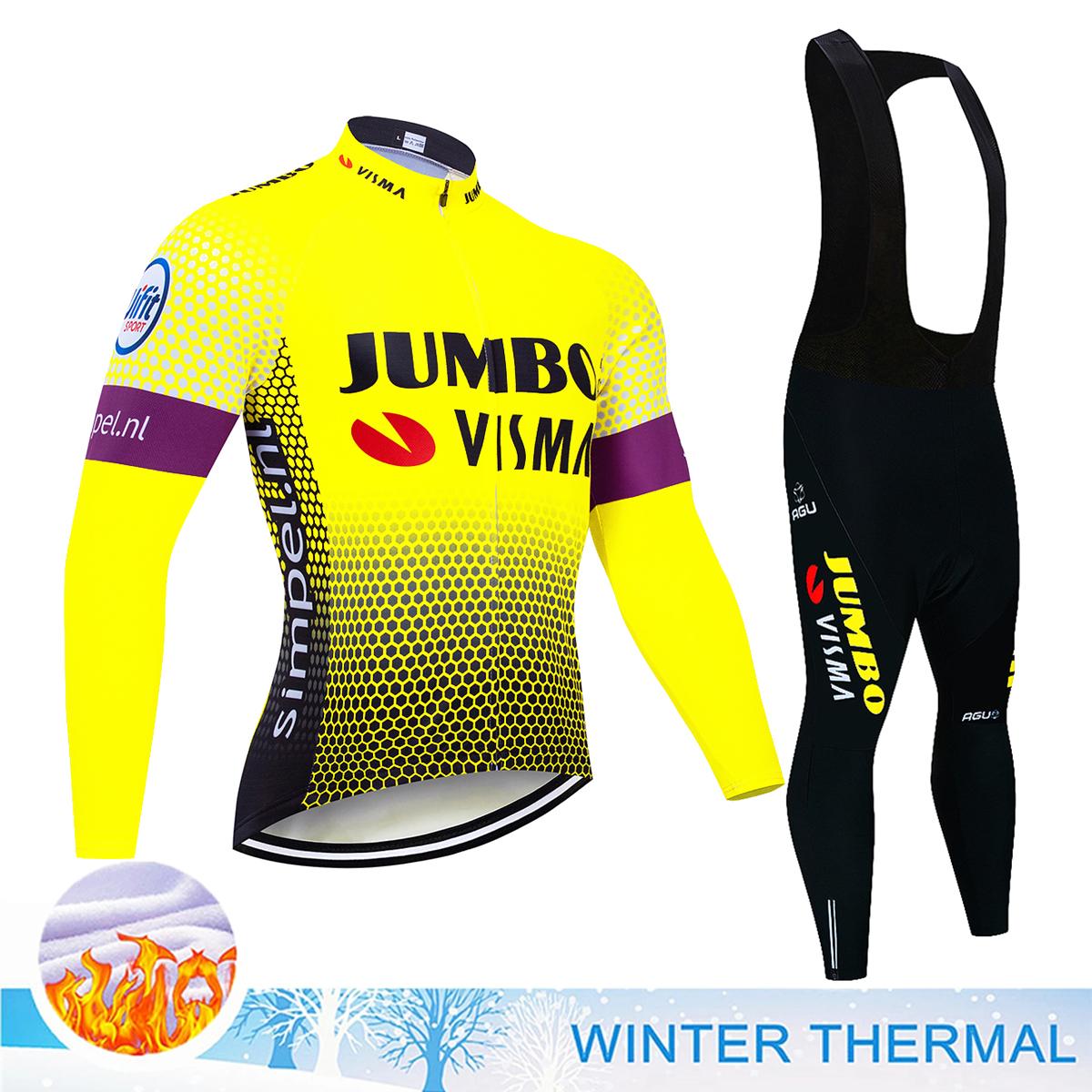

JUMBO VISMA Cycling Man Men s Suit Bicycle Equipment Outfit Set Retro Jersey Winter Fleece Uniform Clothing Professional Shirt