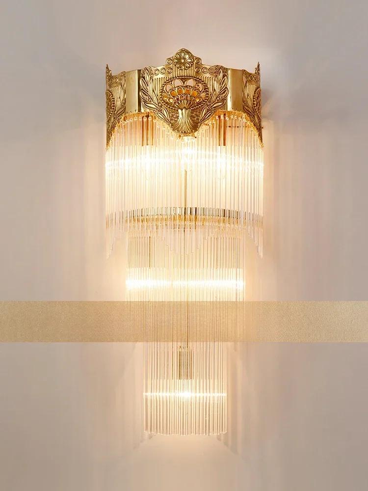 Classical European Style Copper Wall Lamp TV Background Lamp Villa Hotel Lobby Living Room Decorative Wall Light Bedroom Fixture