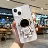 For iPhone 14 Plus Plating Astronaut Holder TPU Phone Case