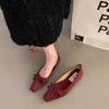 French Retro Satin Square Head Single Shoes Women's 2025 Spring and Summer New Light Mouth Bow Evening Thick Heel Ballet Shoes
