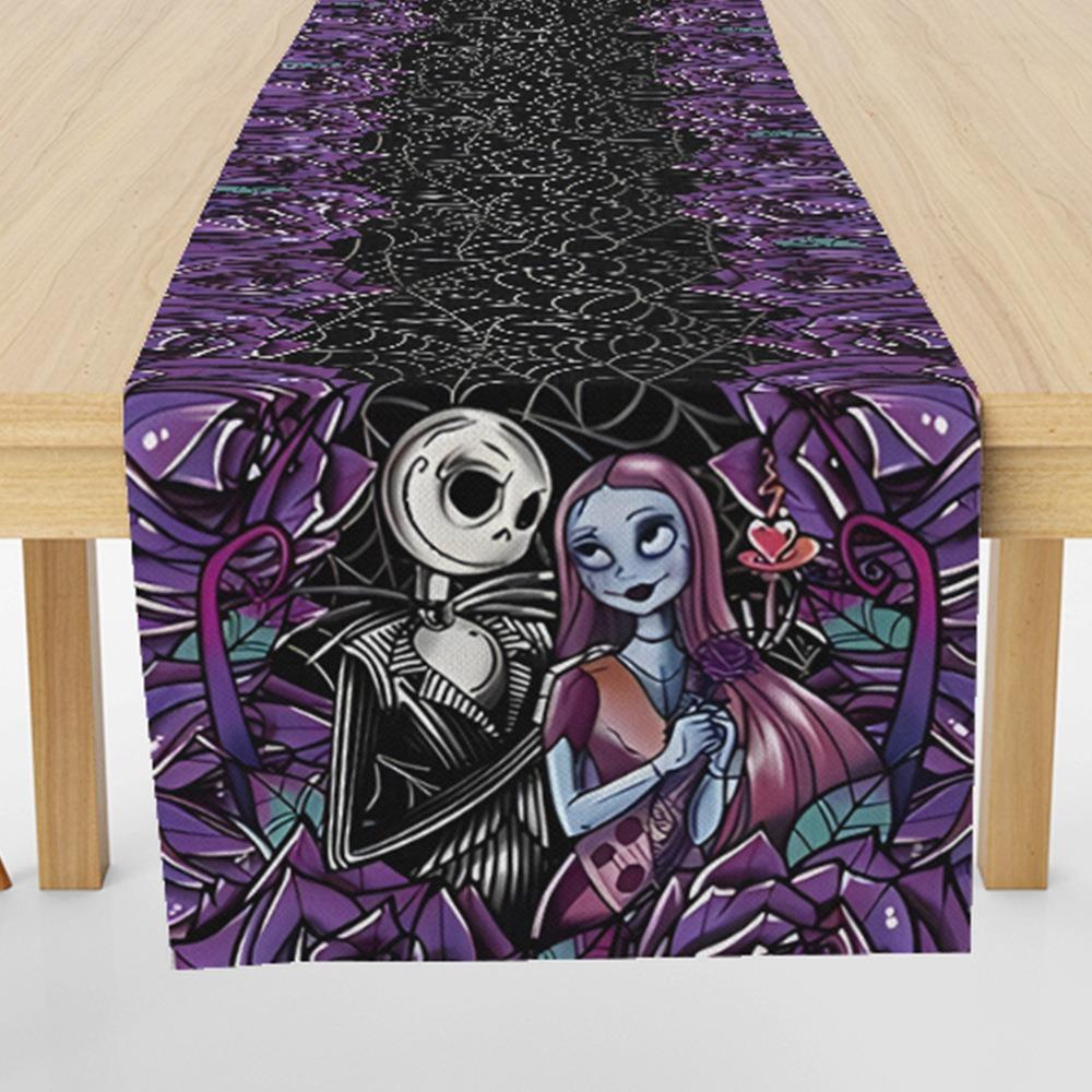 Festive Reindeer Pine Printed Table Runner Heatproof Linen Fabric Tablecloth for Home Decoration