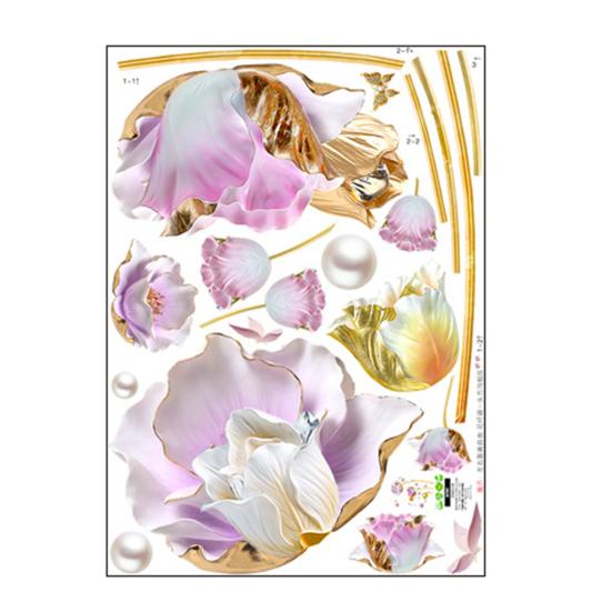 3D Květinové Samolepky na Zeď Zlatý Tulipán Květinové Samolepky na Zeď pro Obývací Pokoj Ložnici TV Stěna Pozadí Dekor