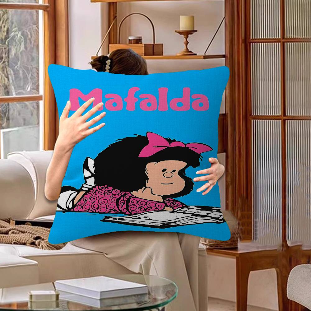 Cute Cartoon Mafalda Cushion Cover Polyester Sofa Cushions Decorative Throw Pillows Home Decoration Pillowcover